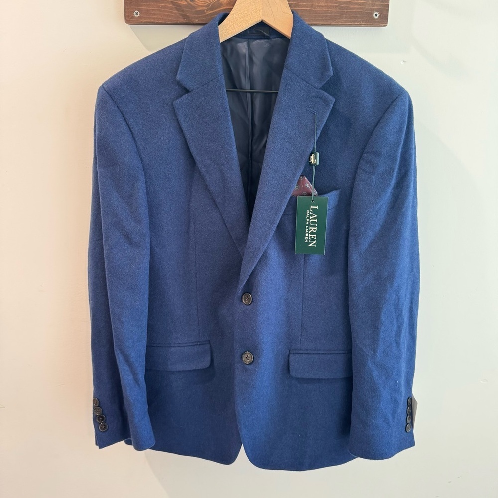 NWT Lauren Ralph Lauren Lacrosse Wool Silk Cashmere Blend Sport Coat Bright Navy